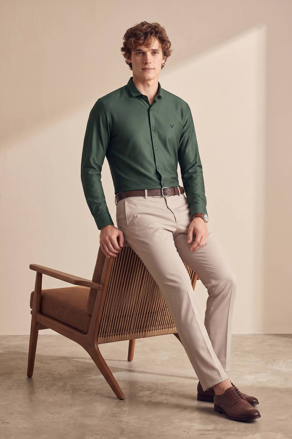 Allen Solly Men Solid Casual Green Shirt