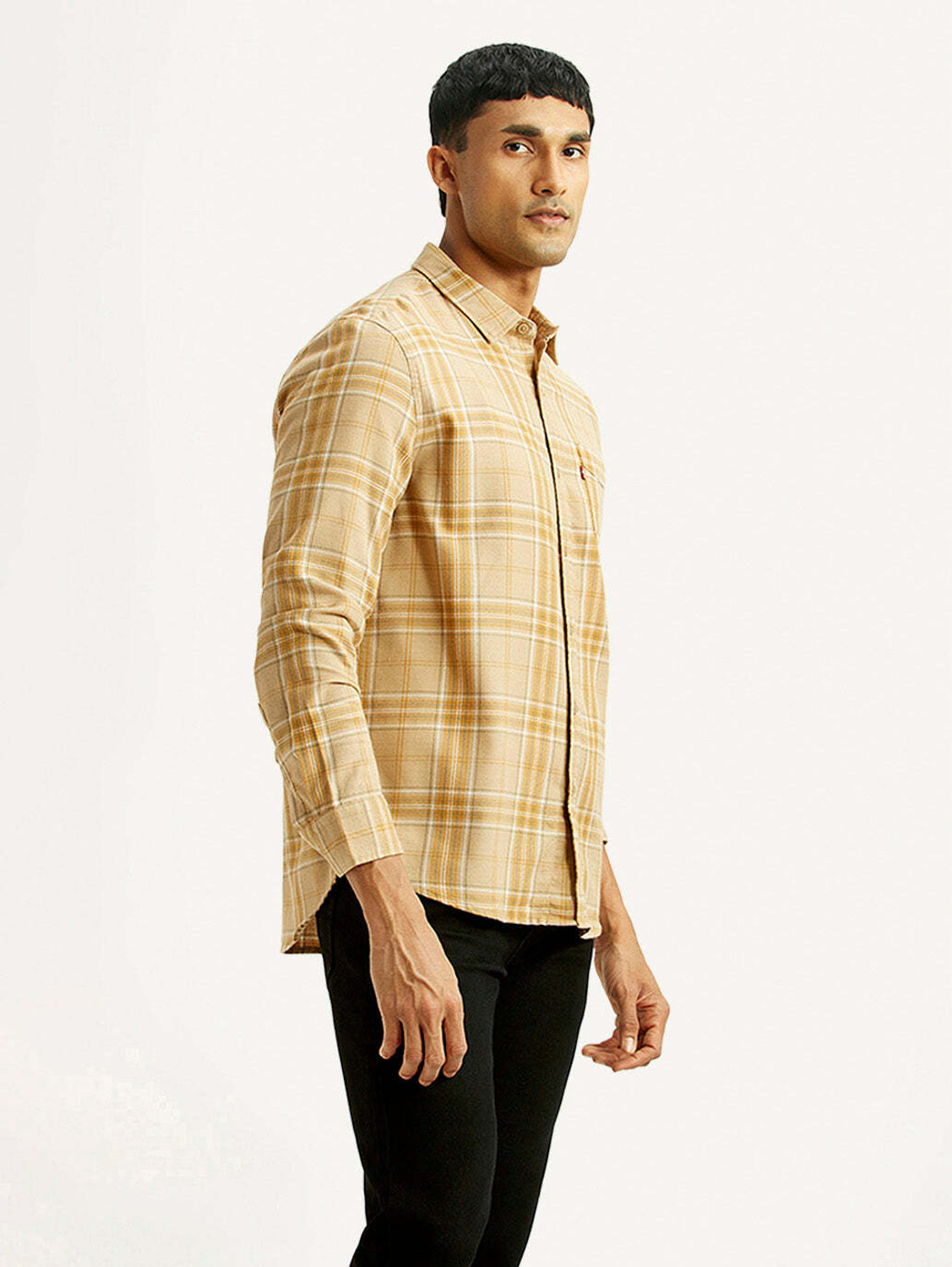Image of LEVI'S Men Checkered Casual Beige Shirt