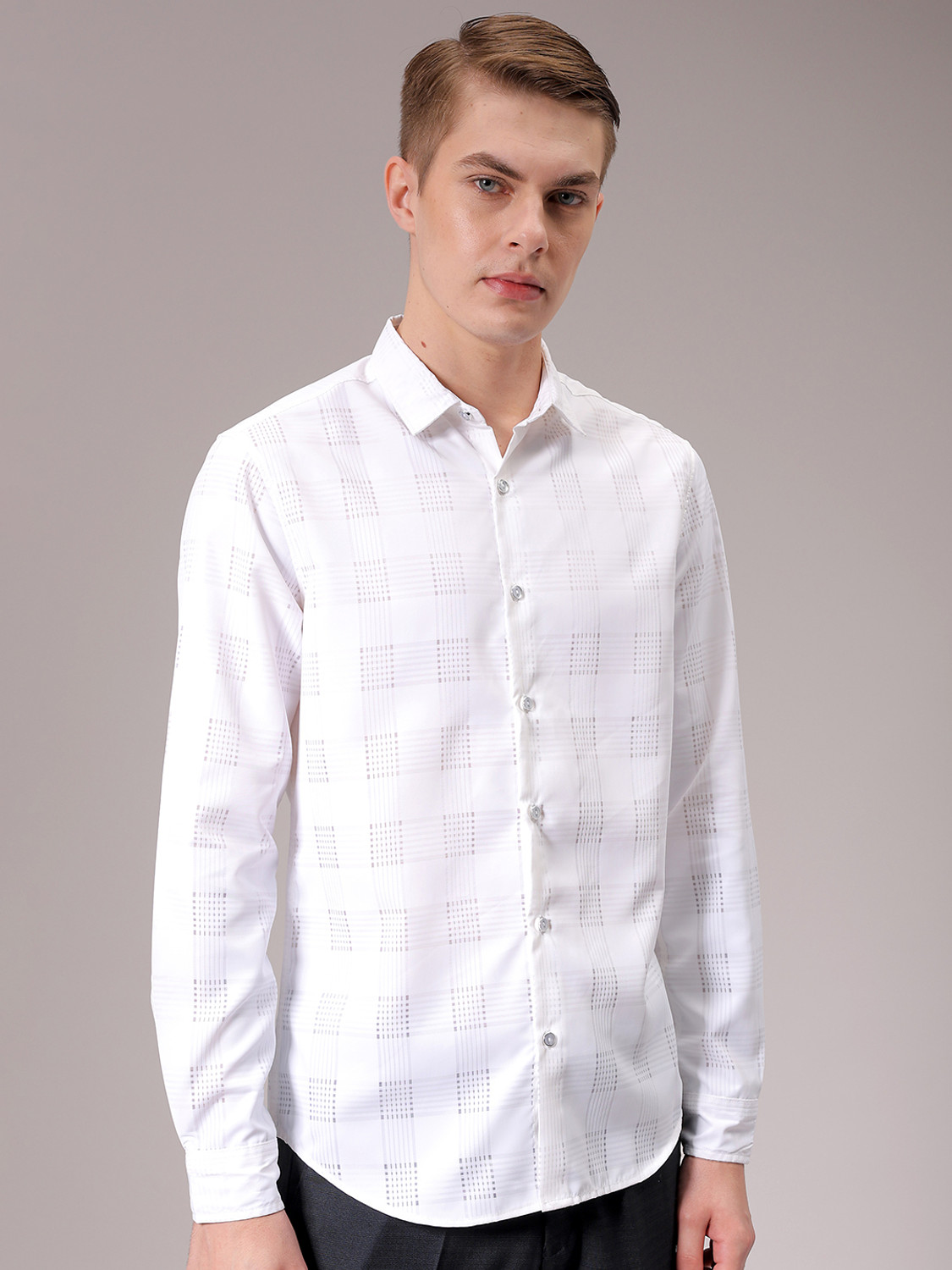 Image of The Indian Garage Co. Men Checkered Party White Shirt