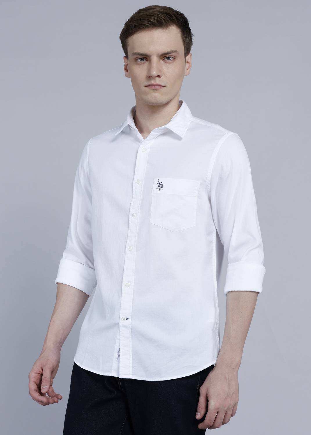 U.S. POLO ASSN. Men Solid Casual White Shirt - Image 3