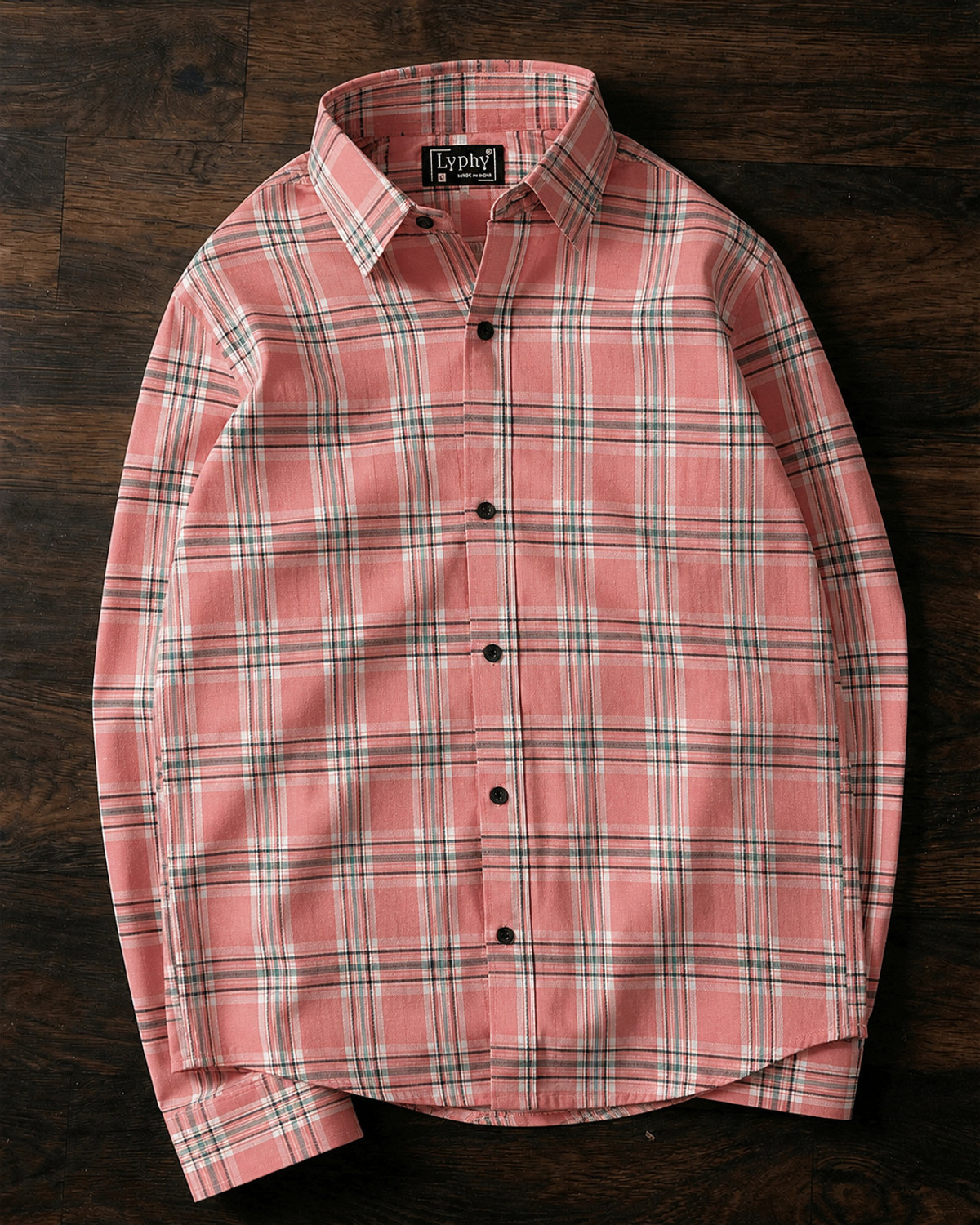 Image of Lyphy Men Checkered Casual Pink, Green Shirt