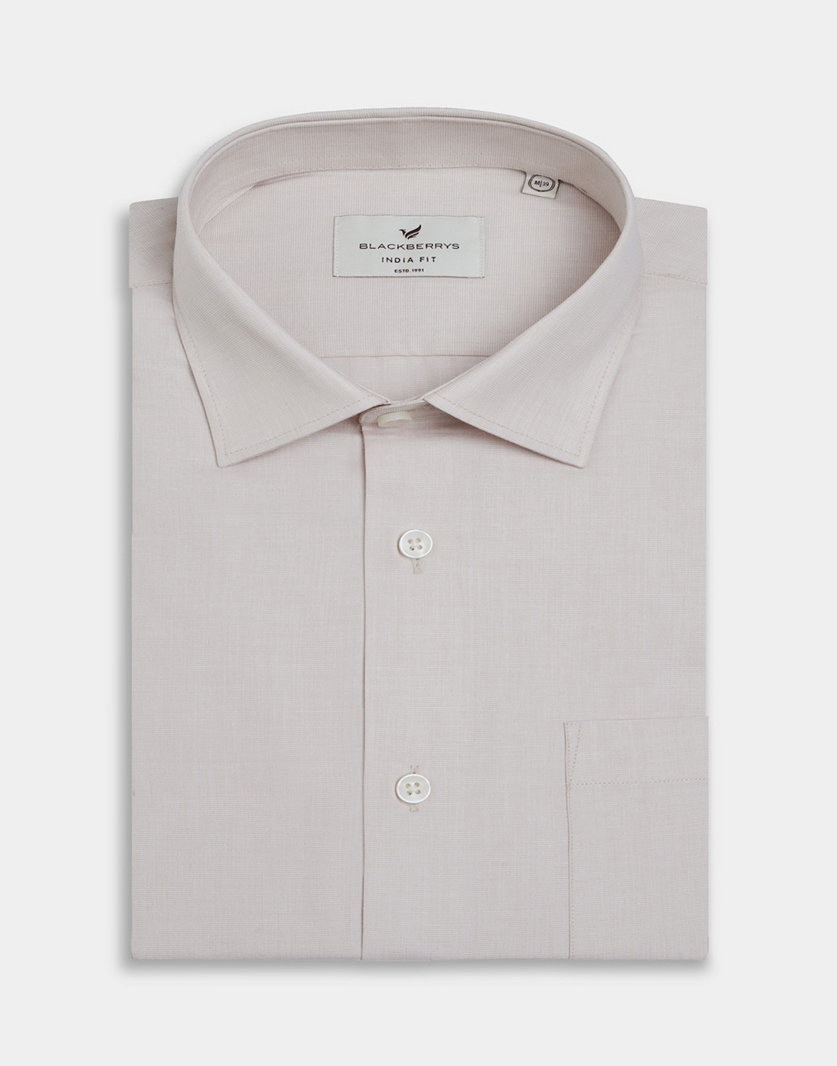 Image of Blackberrys Men Self Design Formal Cream Shirt