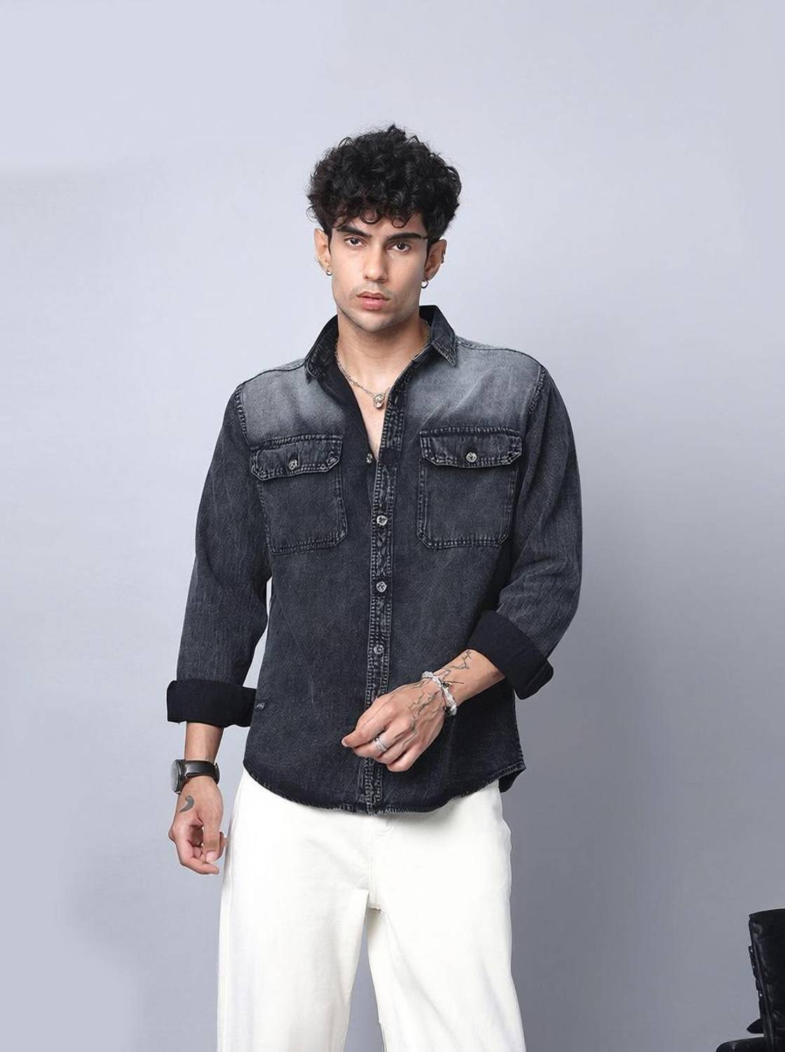 D Finish Men Black Casual Shirt - Image 1