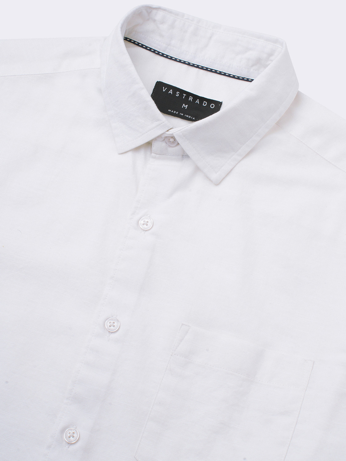 Image of VASTRADO Men Solid Casual White Shirt