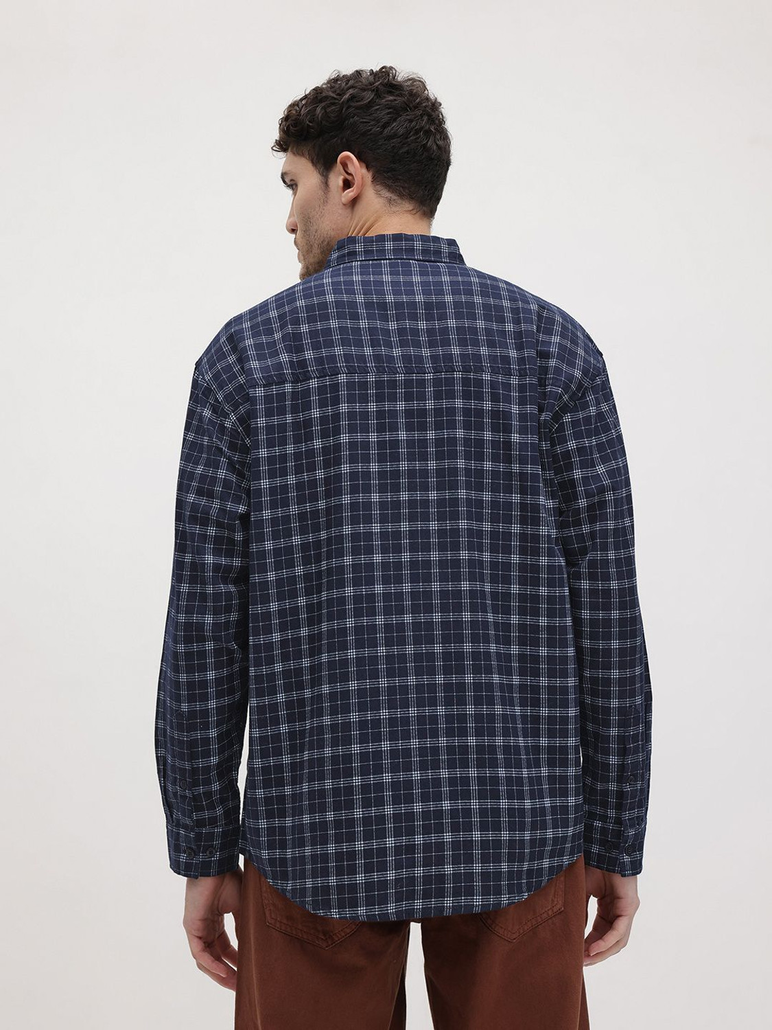 Image of Roadster Men Checkered Casual Blue Shirt