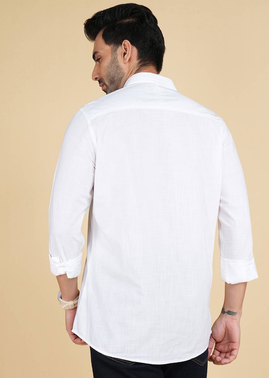 Allen Solly Men Solid Casual White Shirt - Image 4