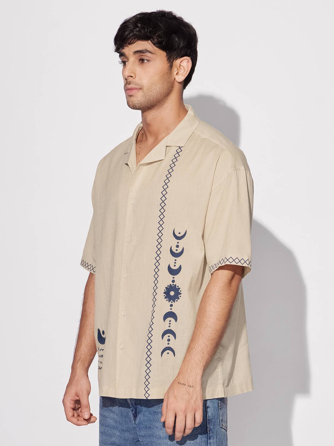 The Souled Store Men Beige Embroidered Casual Shirt - Image 3