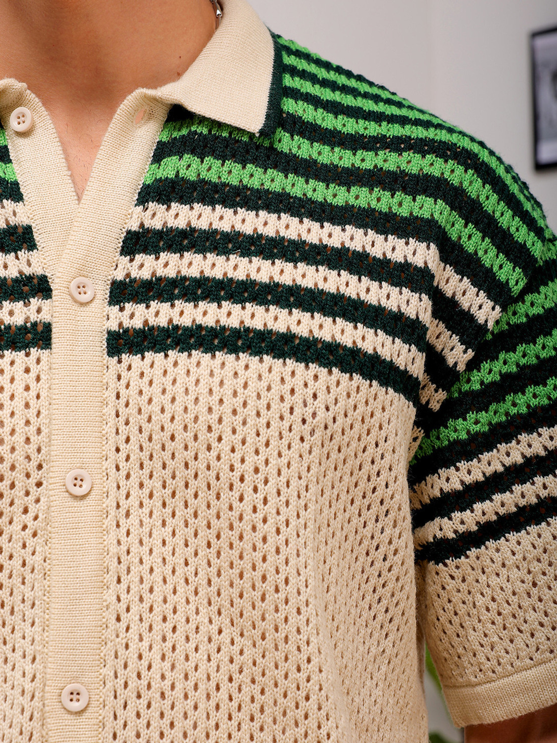 Image of The Indian Garage Co. Men Striped Casual White Shirt