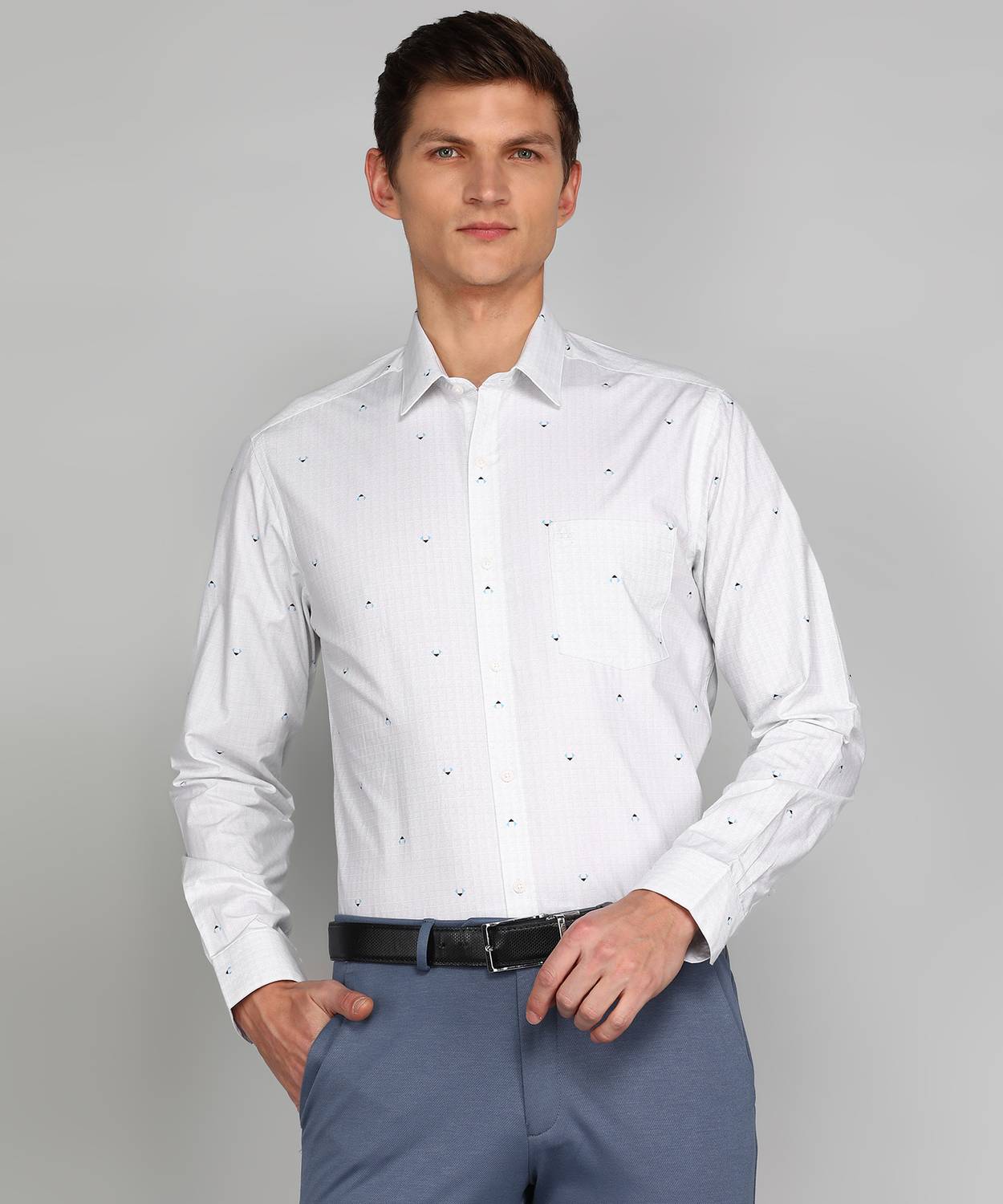 ARROW Men Self Design Formal White Shirt