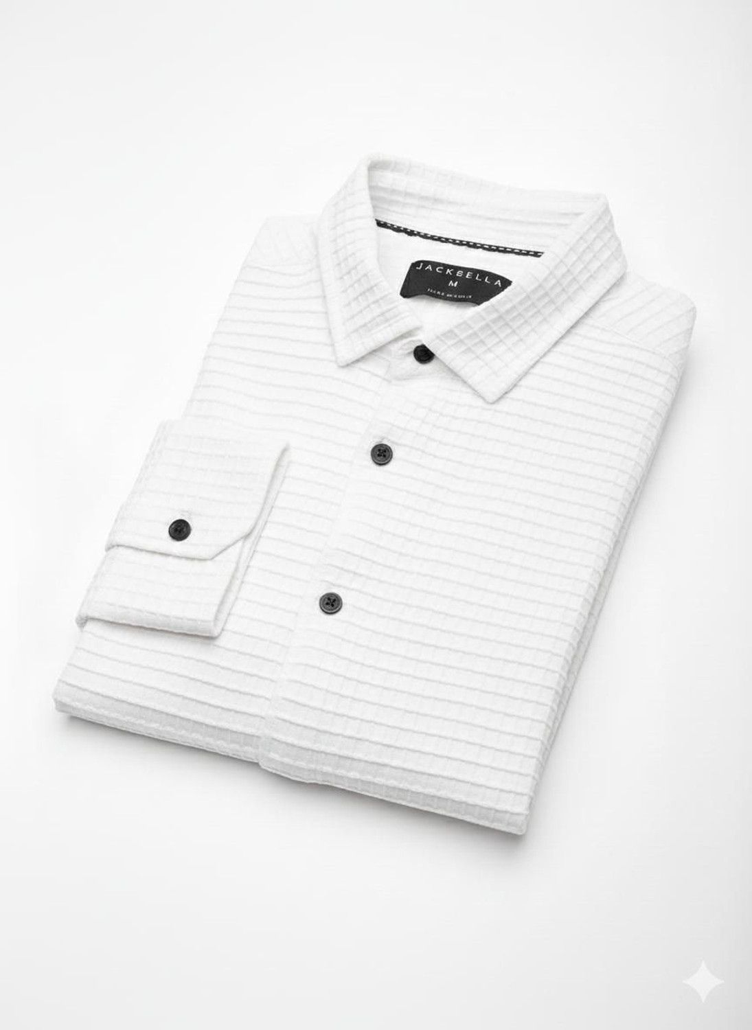 Image of JACKBELLA Men Self Design Casual White Shirt