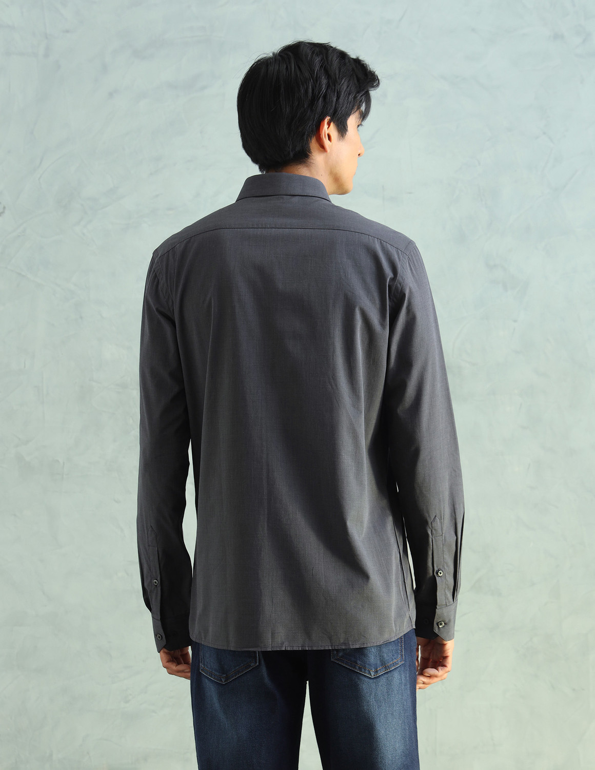 Image of ARROW Men Solid Formal Grey Shirt