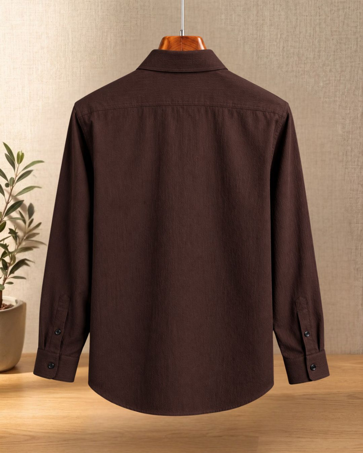 Image of Marmic Fab Men Solid Casual Brown Shirt