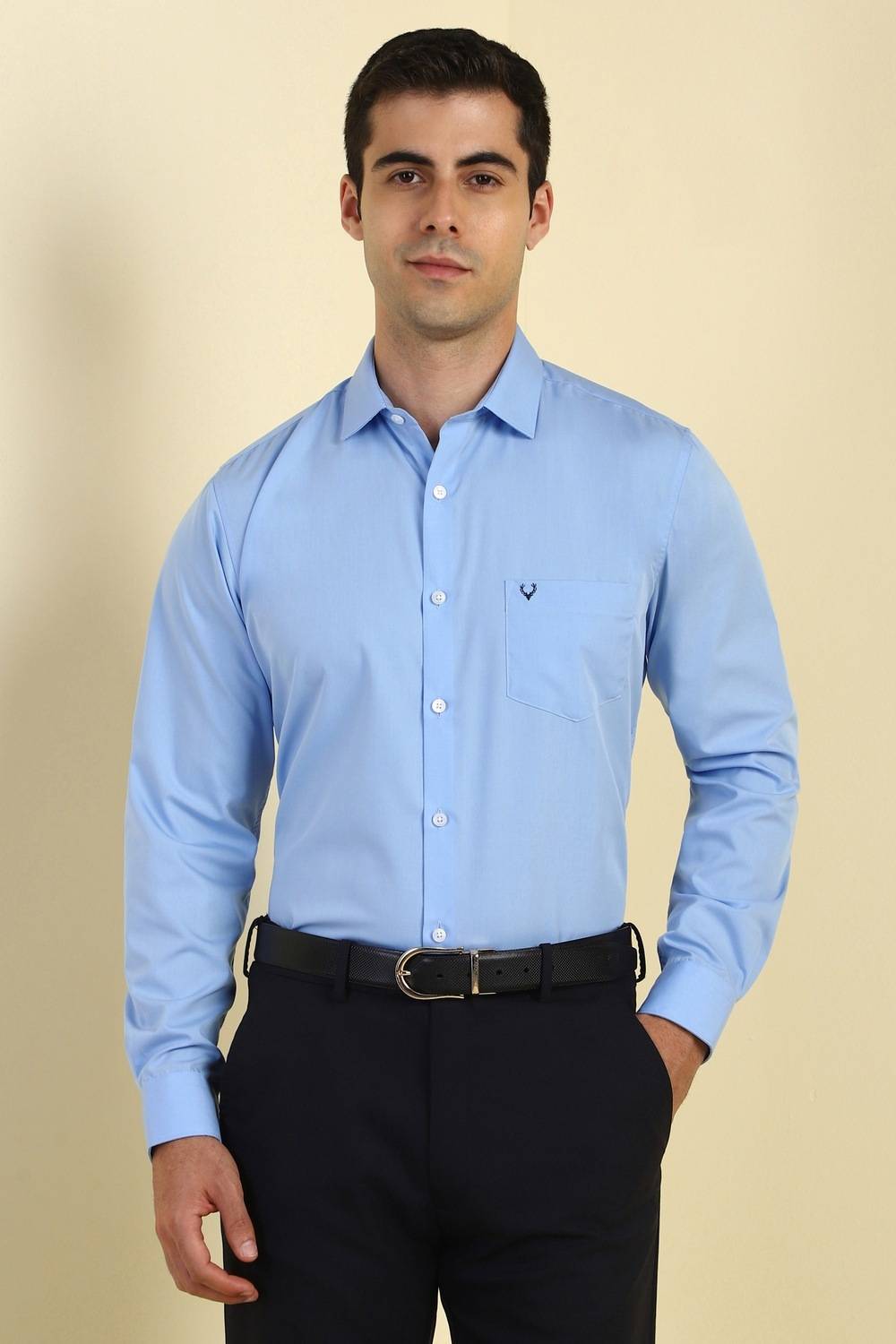 Allen Solly Men Solid Formal Light Blue Shirt