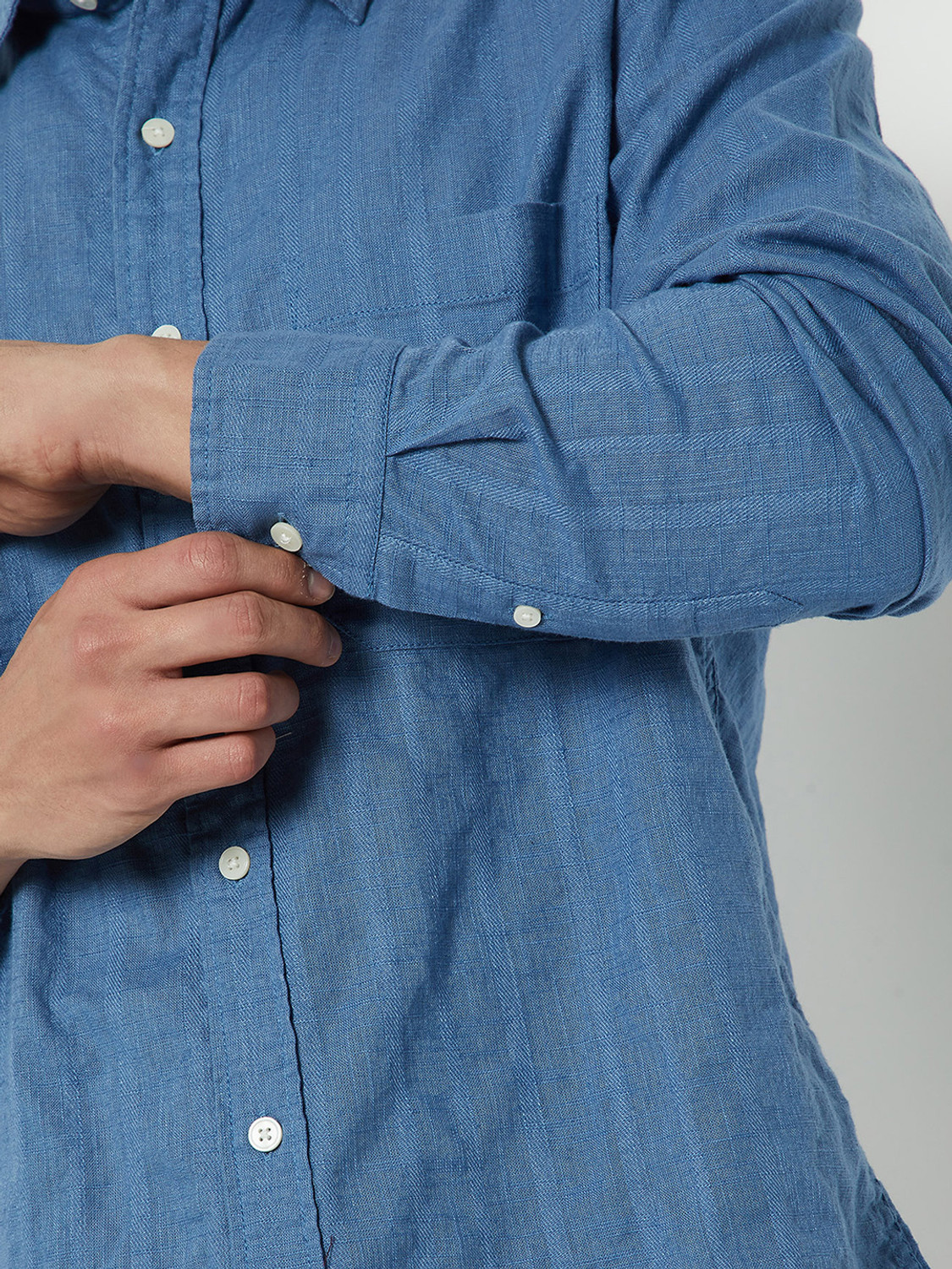 Image of MAX Men Striped Casual Blue Shirt