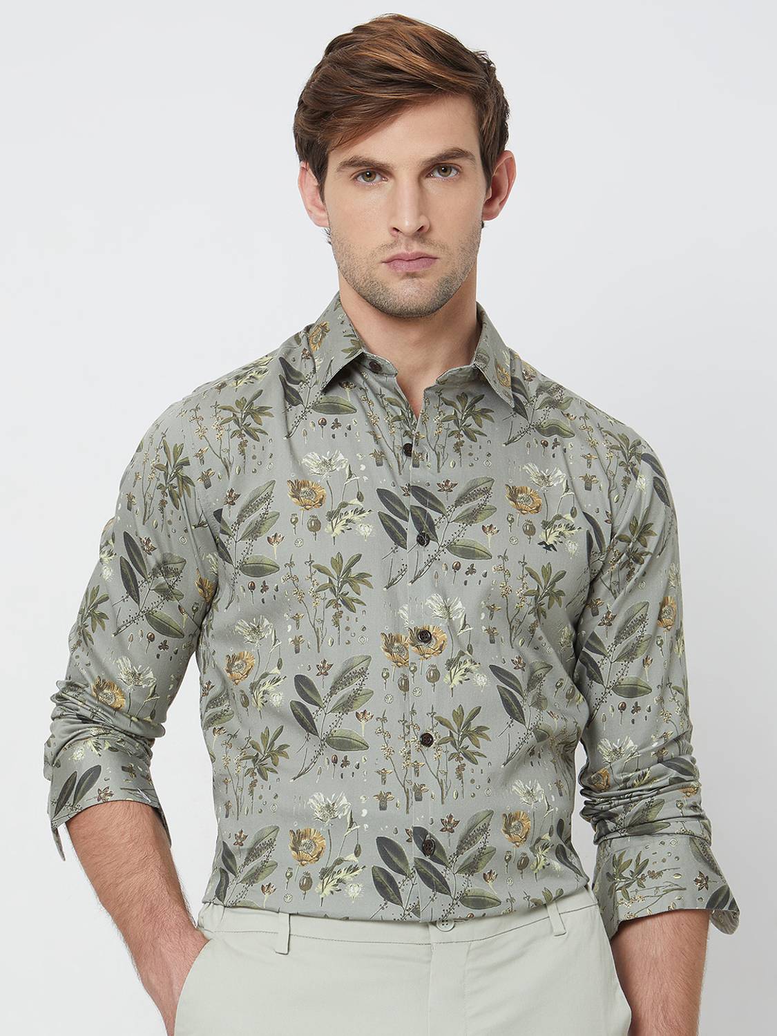 MUFTI Men Slim Fit Printed Spread Collar Casual Shirt