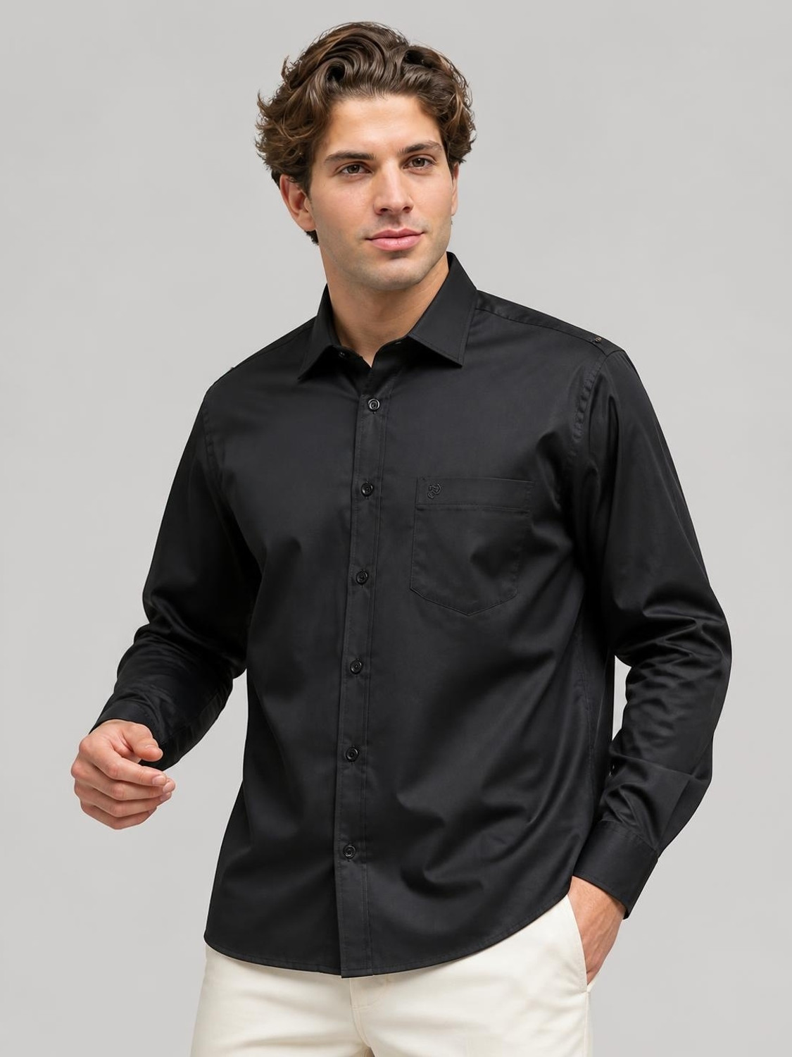 Image of PETER ENGLAND Men Slim Fit Solid Casual Shirt