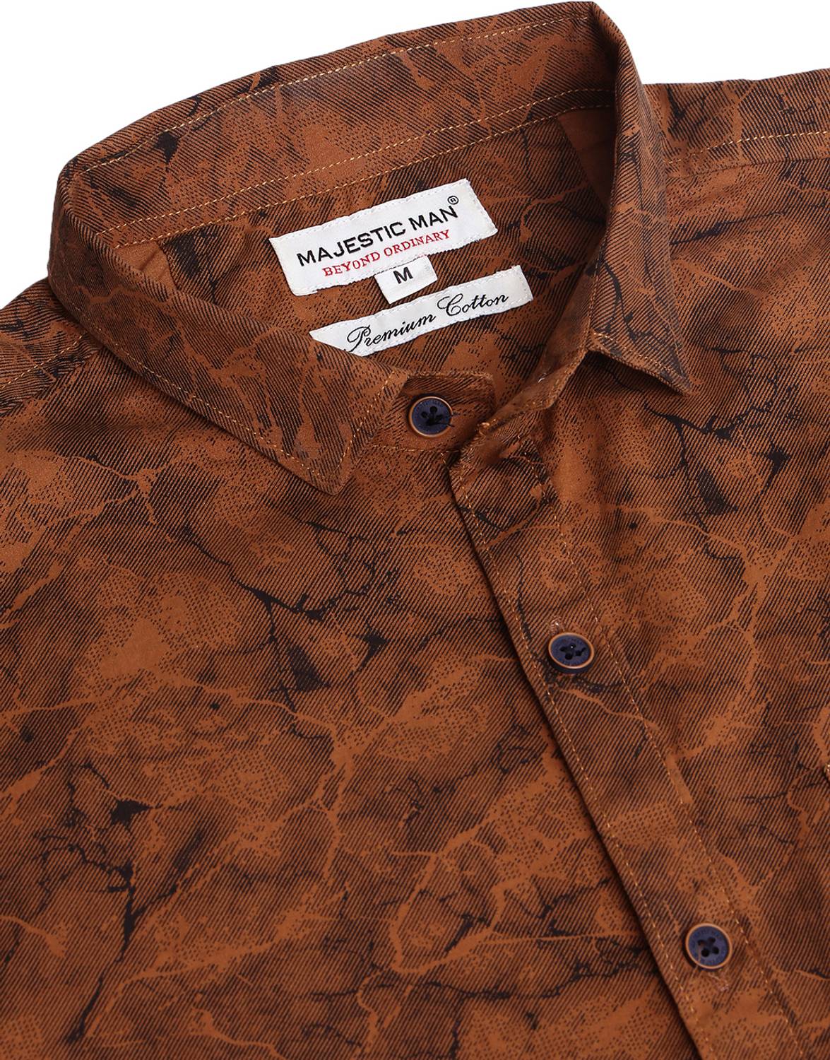 Majestic Man Men Printed Casual Brown Shirt - Image 5