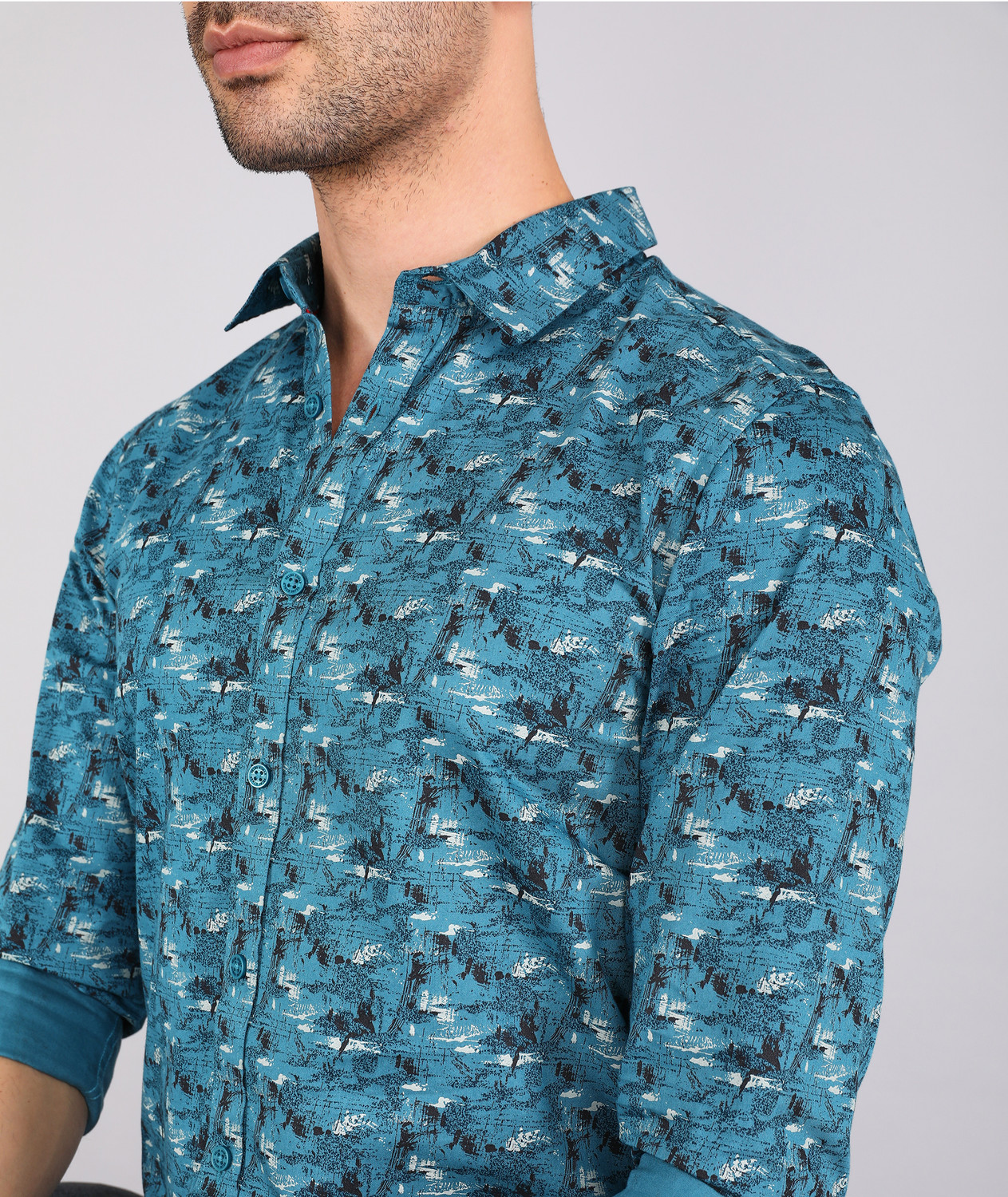 Image of BEING HUMAN Men Printed Casual Blue Shirt