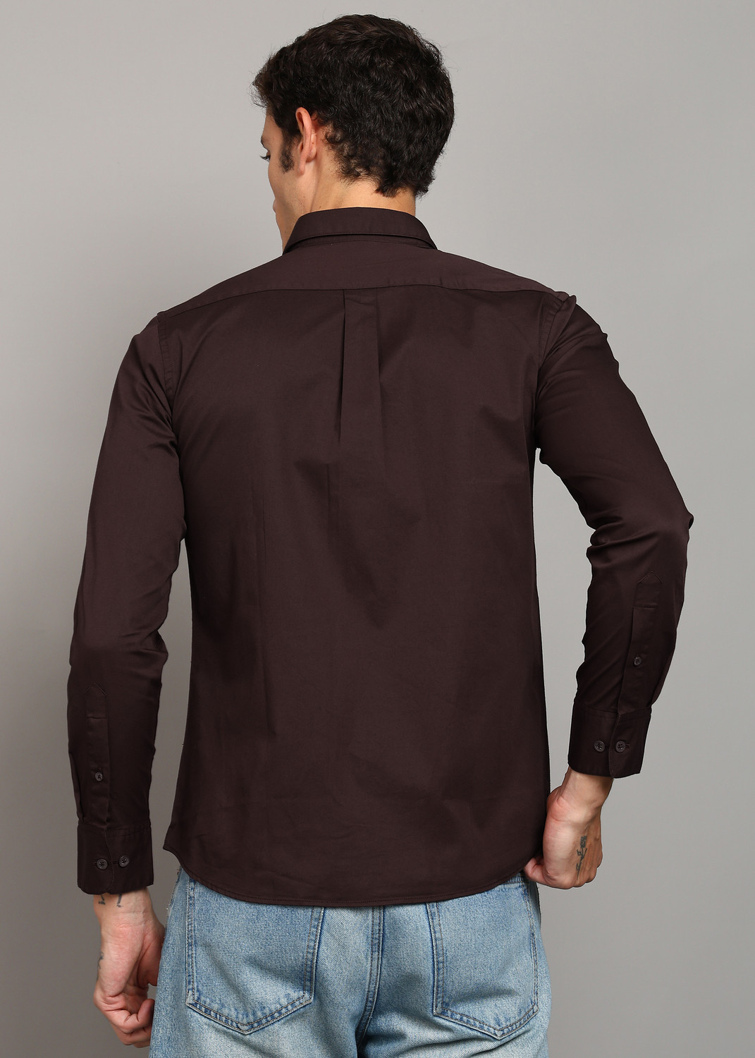 Image of U.S. POLO ASSN. Men Tailored Fit Solid Cut Away Collar Casual Shirt