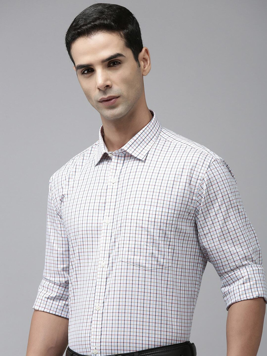 Image of PARK AVENUE Men Checkered Formal Yellow Shirt