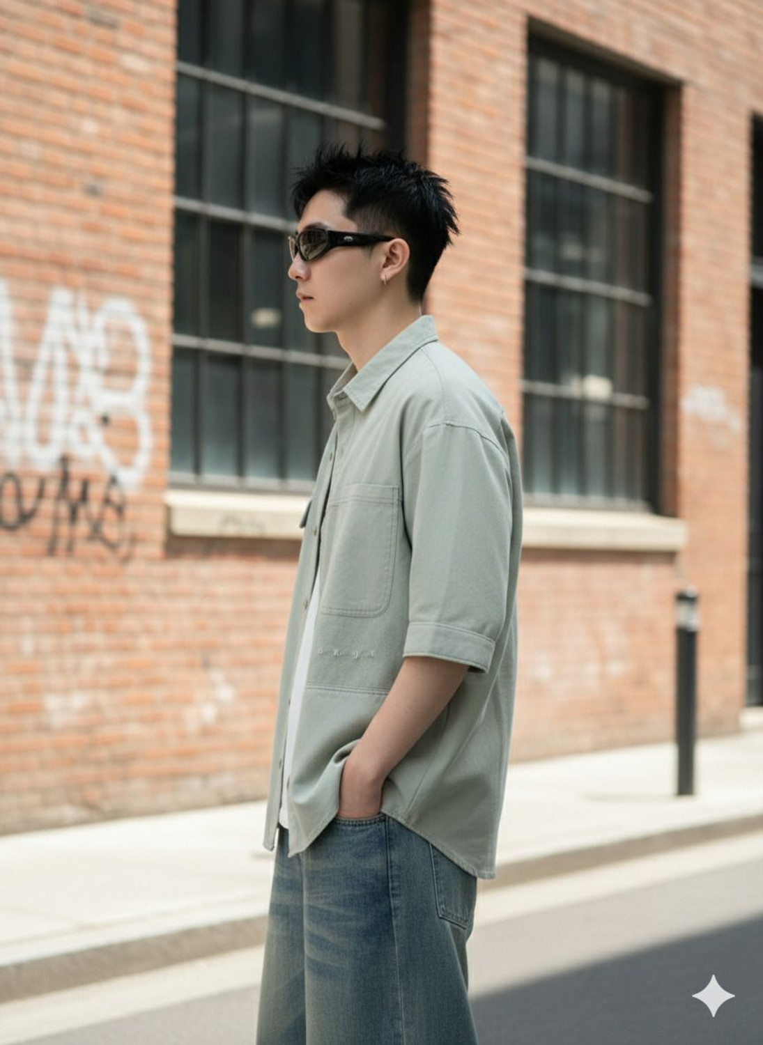Image of LUCAXICTORY Men Solid Casual Light Green Shirt