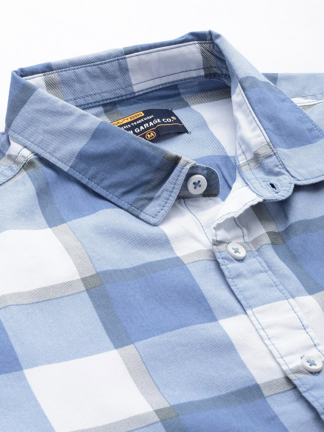 Image of The Indian Garage Co. Men Checkered Casual Blue Shirt