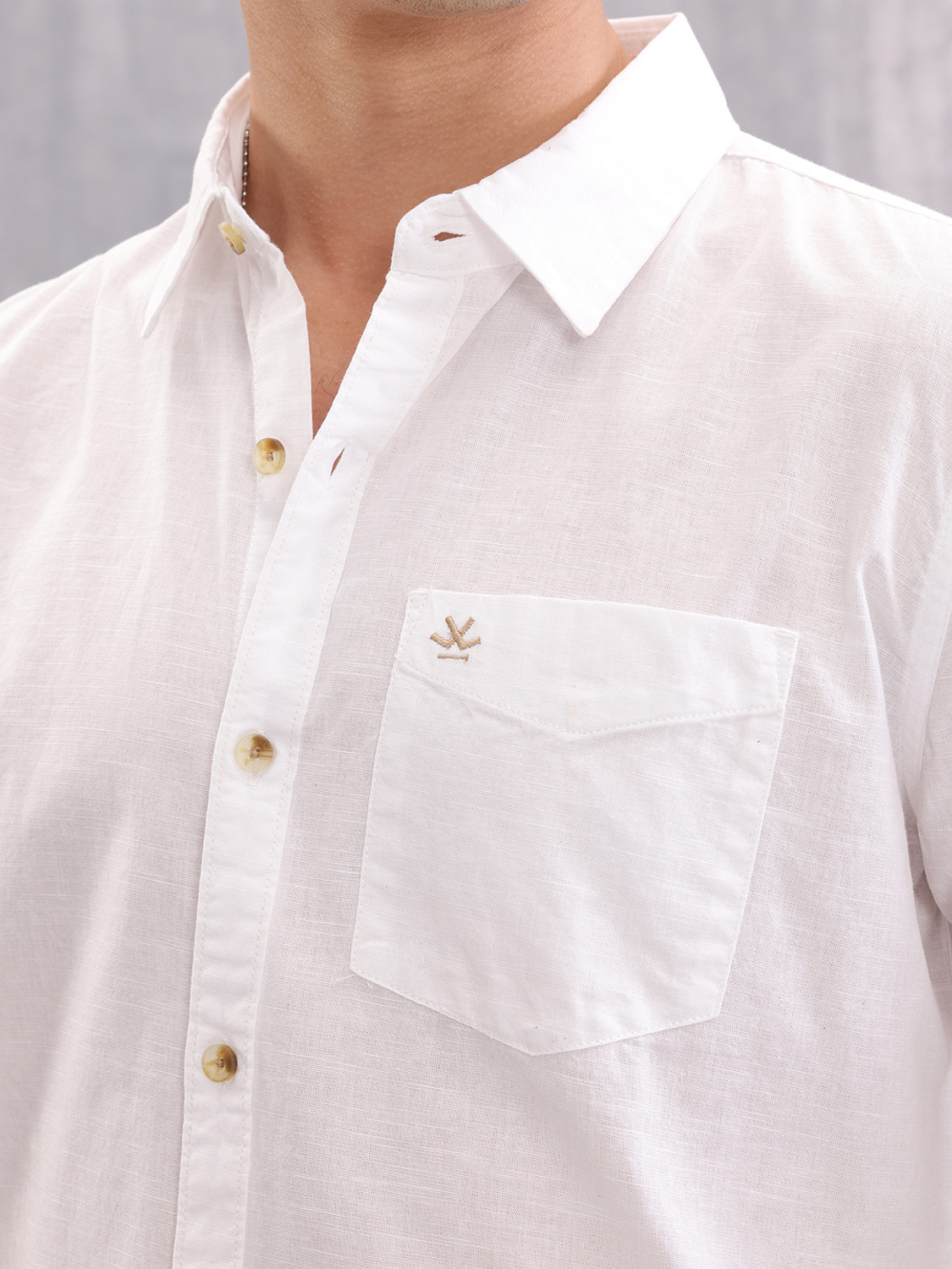Image of WROGN Men Solid Casual White Shirt
