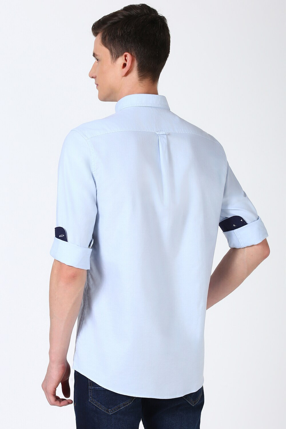 Image of PETER ENGLAND Men Solid Casual Blue Shirt