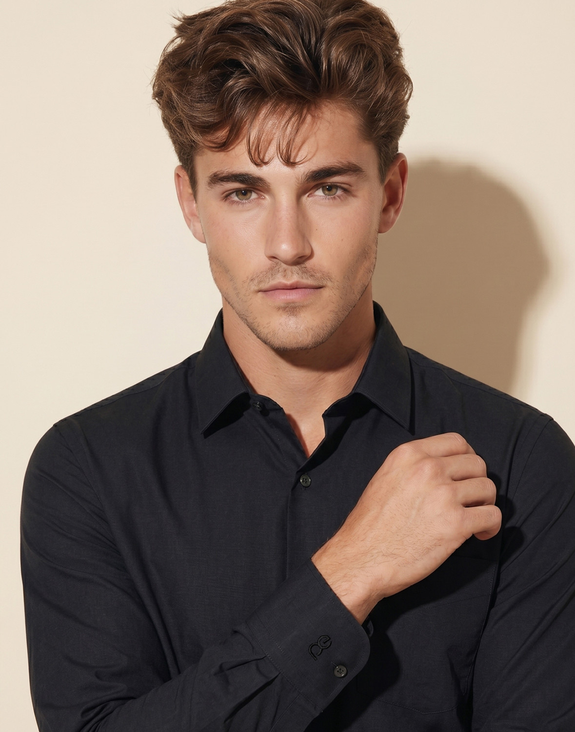 Image of PETER ENGLAND Men Solid Casual Black Shirt