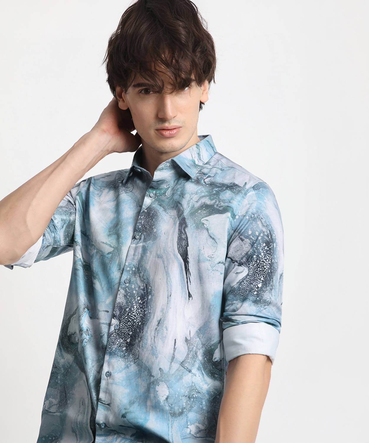 THE BEAR HOUSE Men Printed Casual Blue Shirt
