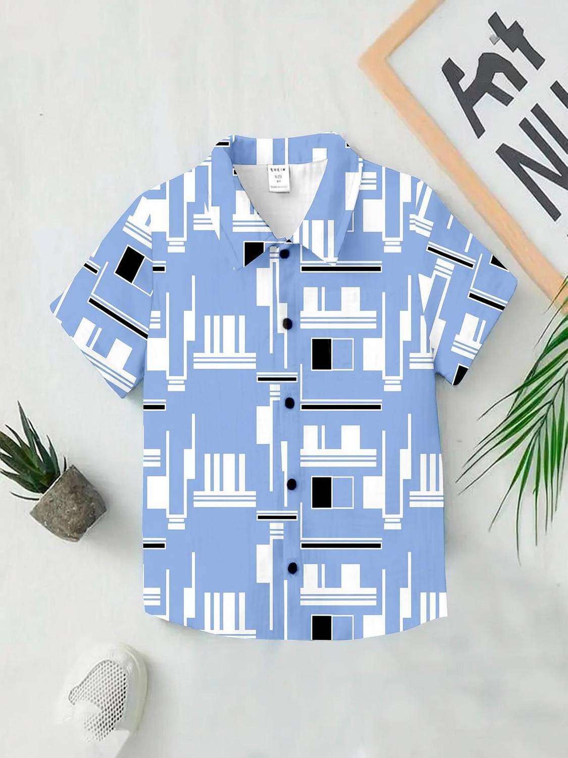 bhizy Boys Color Block Casual Blue Shirt