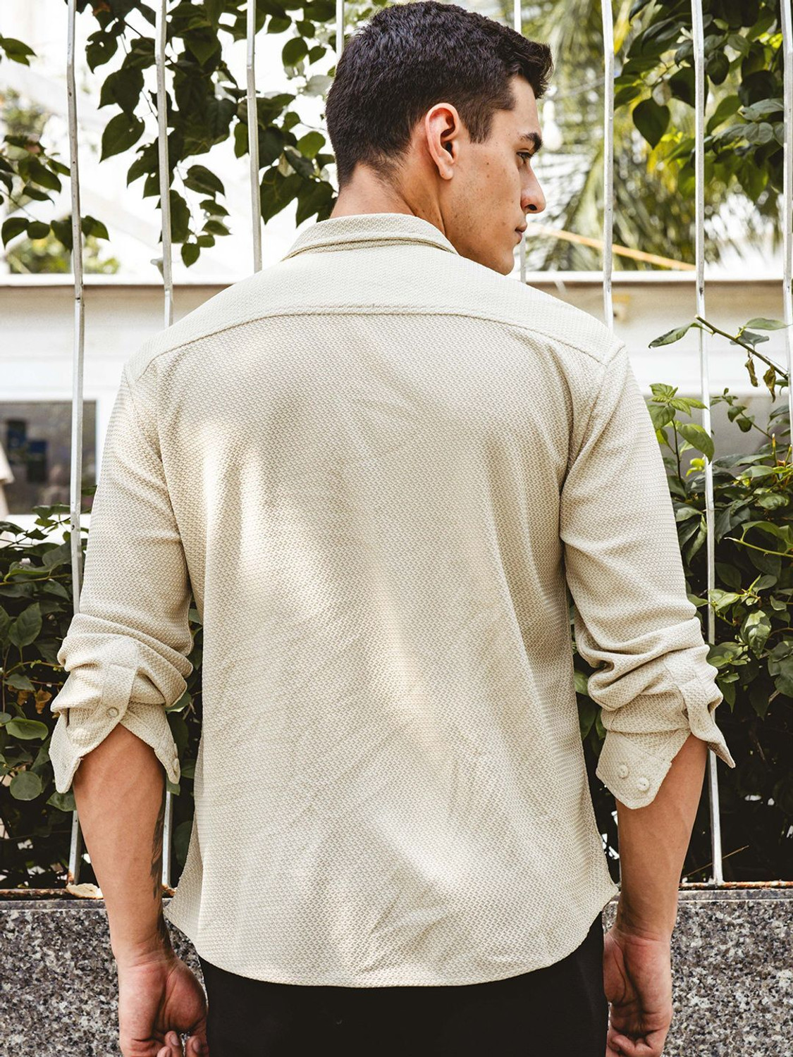 Image of HERE&NOW Men Washed Casual Green Shirt