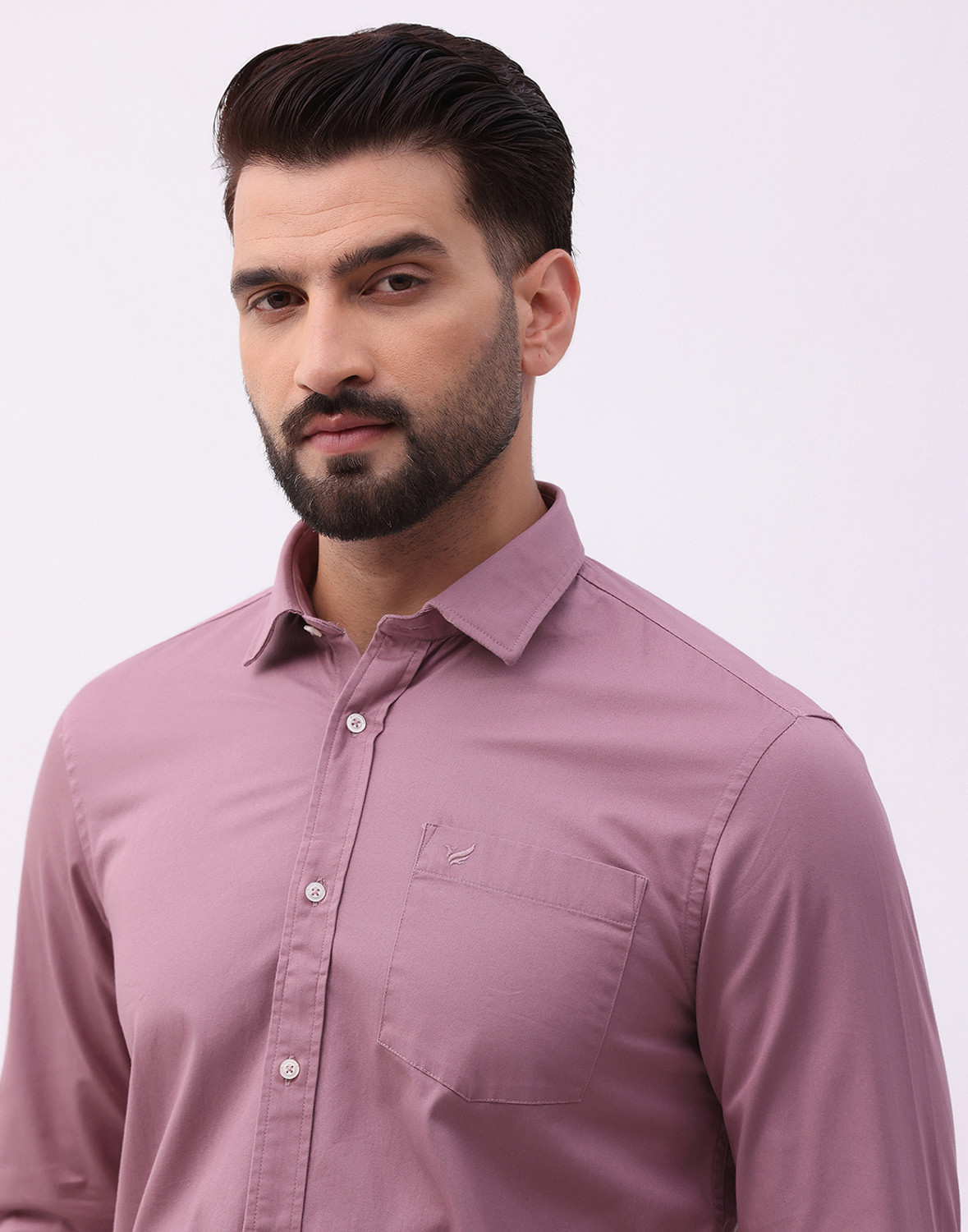 Image of Blackberrys Men Slim Fit Solid Cut Away Collar Casual Shirt