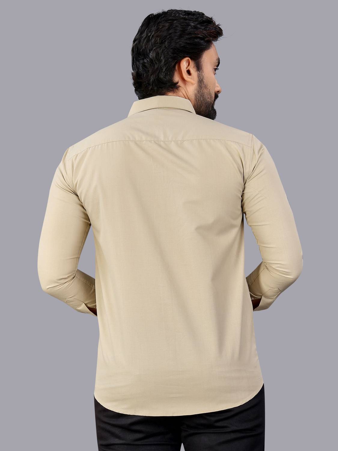 MILDIN Men Solid Formal Cream Shirt - Image 2