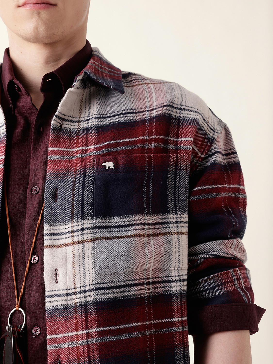 Image of THE BEAR HOUSE Men Checkered Casual Multicolor Shirt