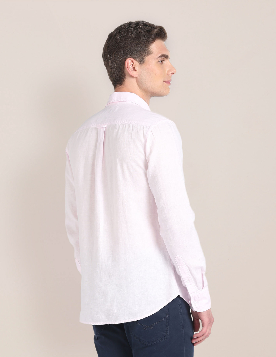 Image of U.S. POLO ASSN. Men Solid Casual Pink Shirt