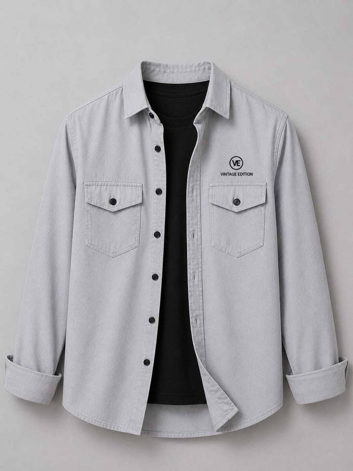 garry richard Men Solid Casual Grey Shirt - Image 1