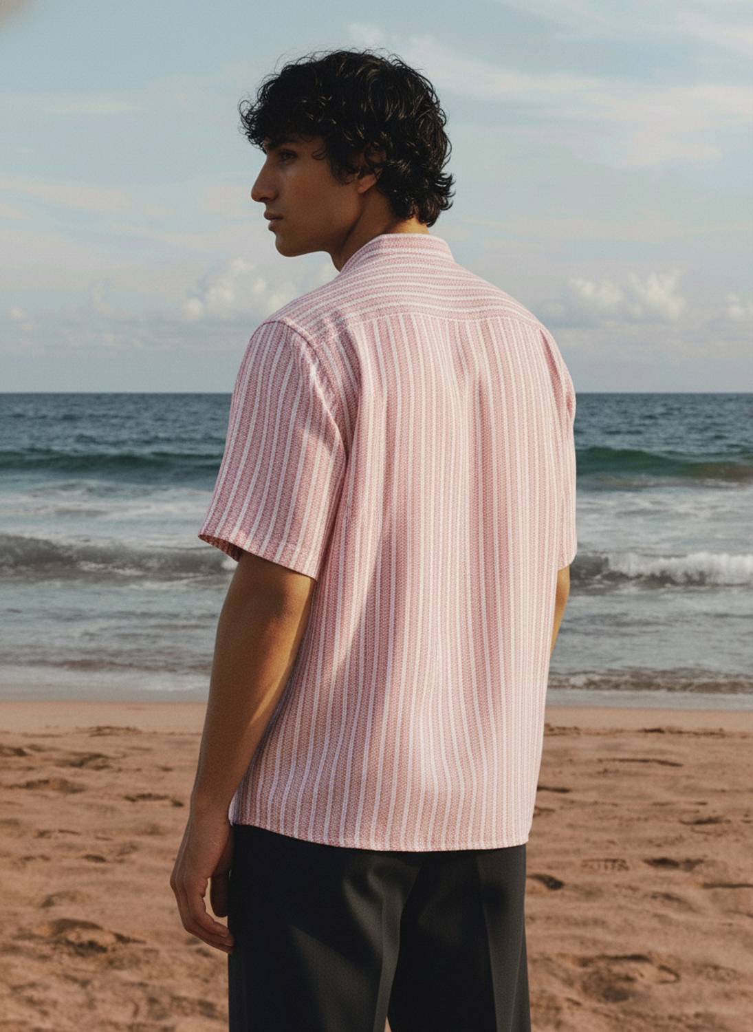 R.Code Men Striped Casual Pink Shirt - Image 2