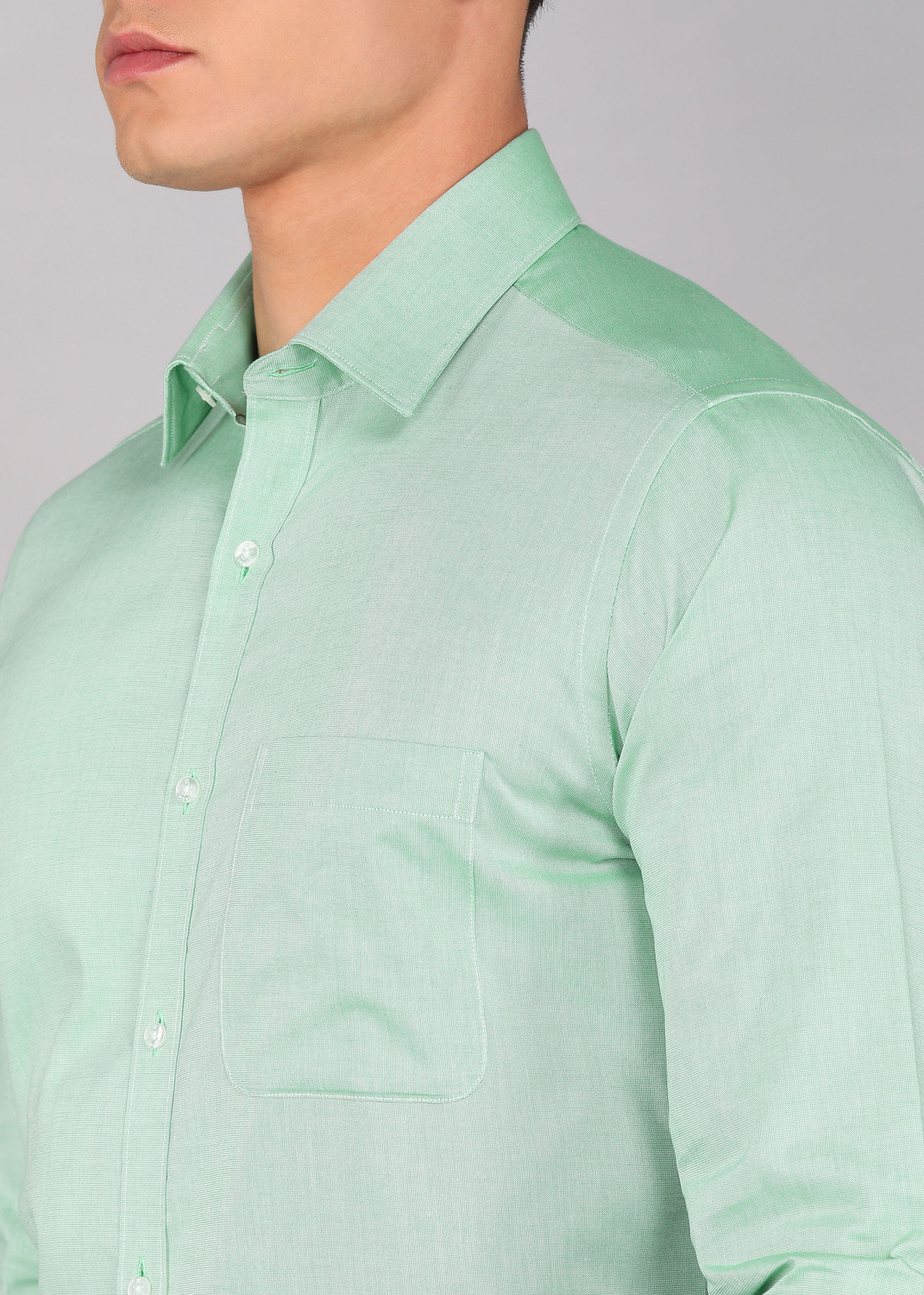 Image of Raymond Men Solid Formal Green Shirt