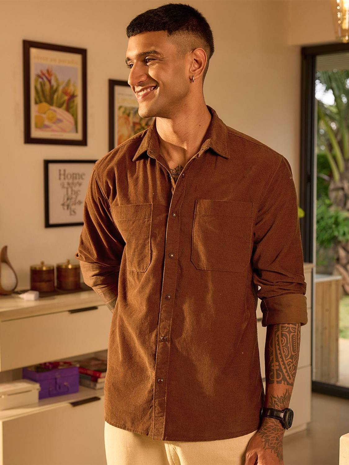 BEWAKOOF Men Orange Casual Shirt - Image 1