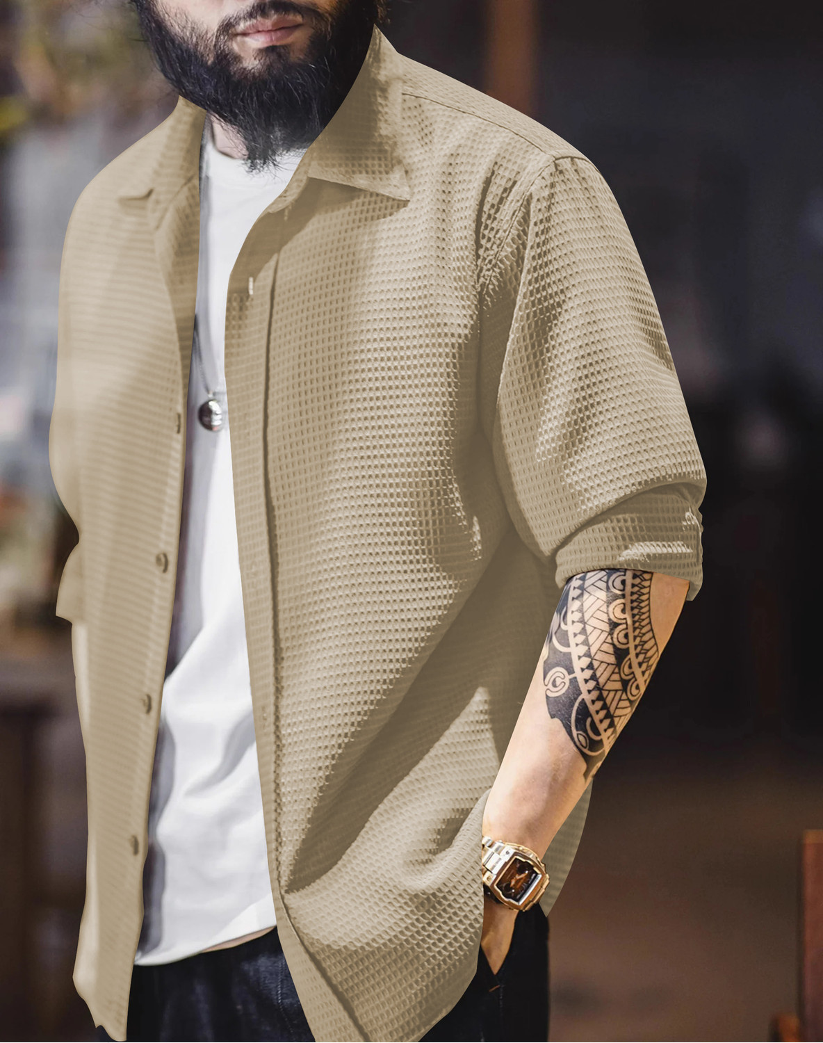 Image of ssf Men Solid Casual Yellow Shirt