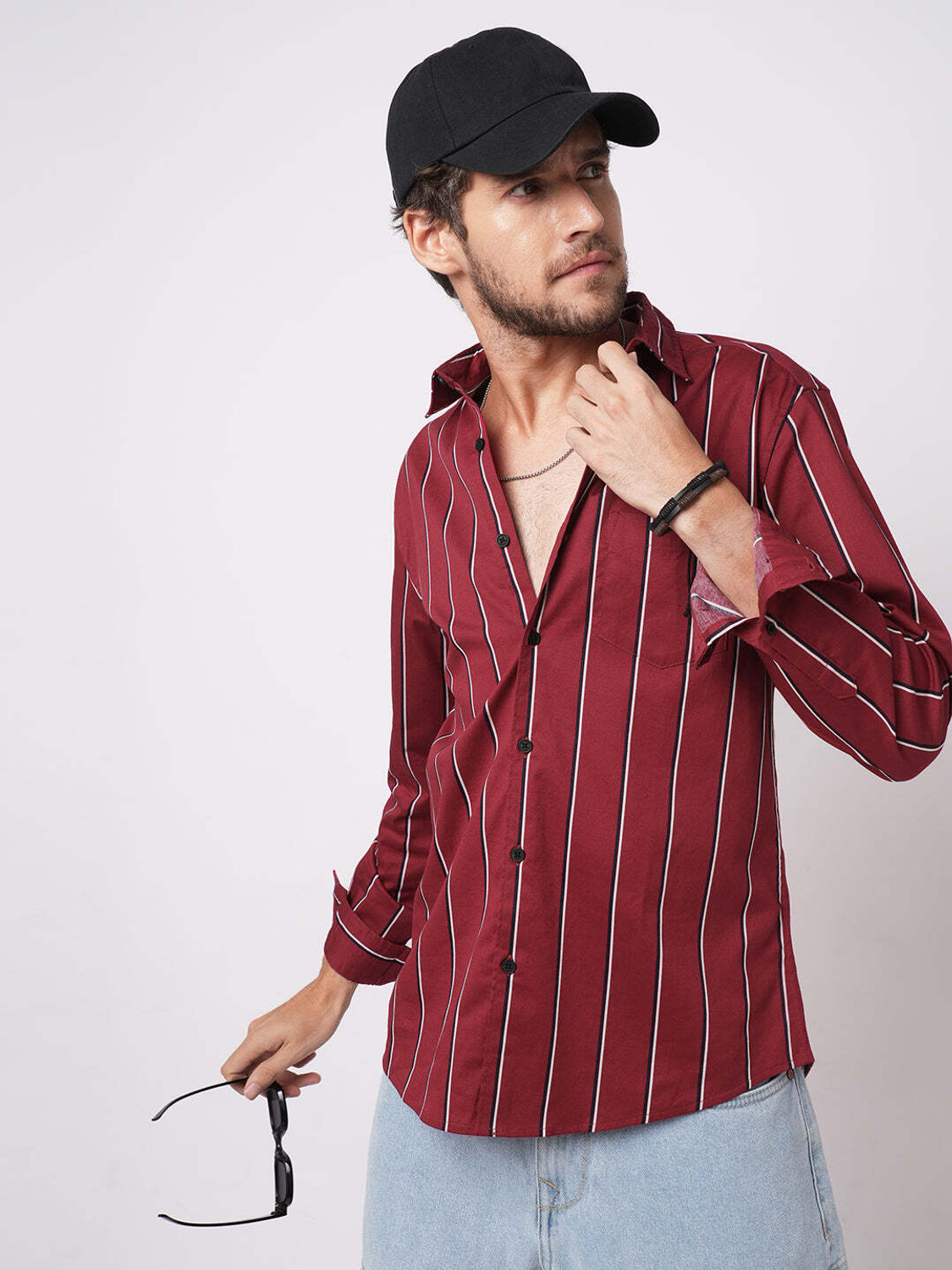 Image of VASTRADO Men Striped Casual Red Shirt