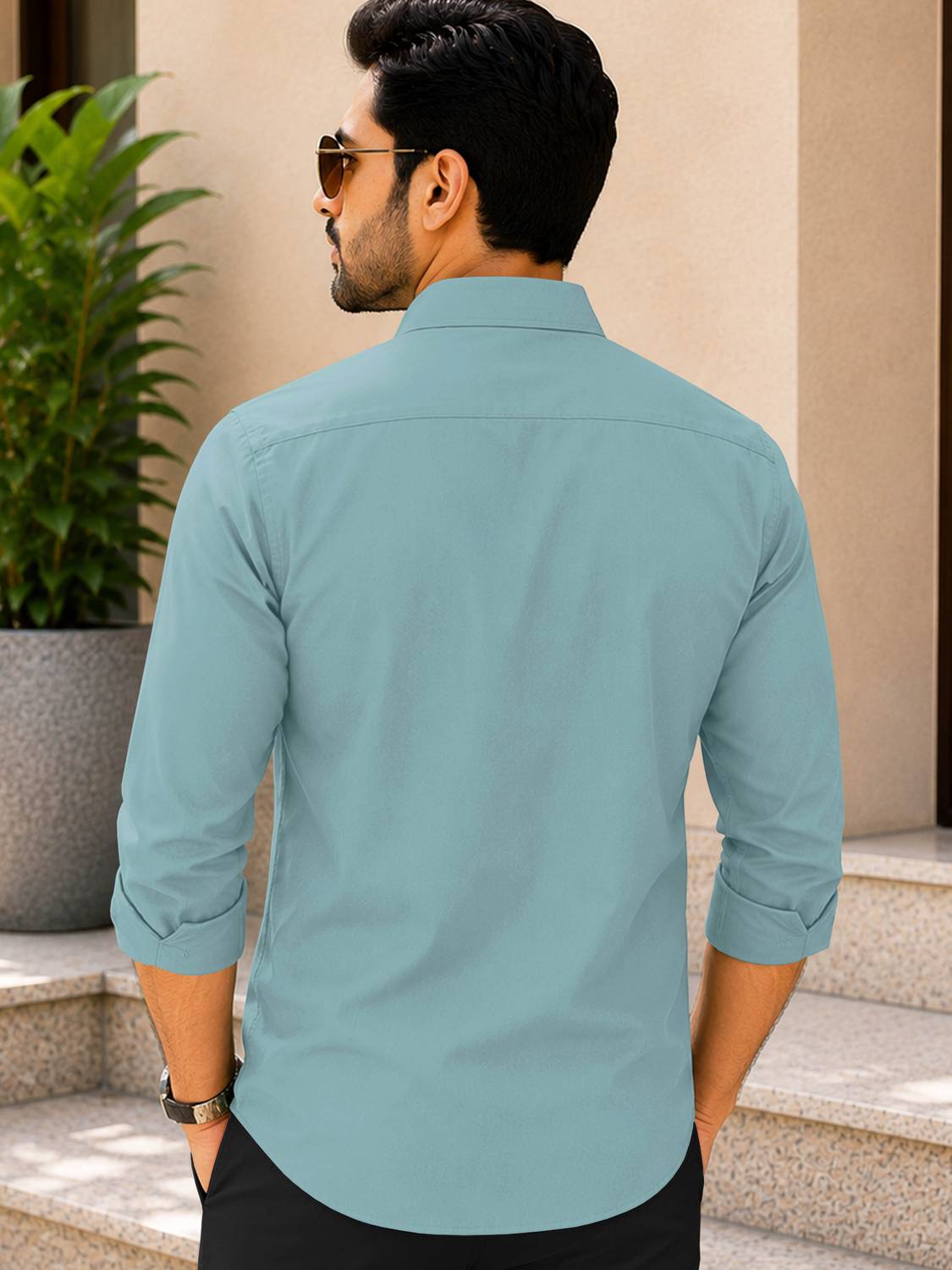 VeBNoR Men Light Green Casual Shirt - Image 3