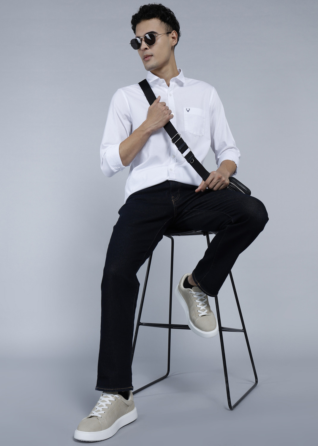Image of Allen Solly Men Solid Casual White Shirt