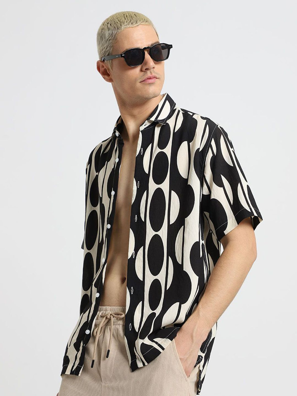 Image of Banana Club Men Printed Casual Black Shirt
