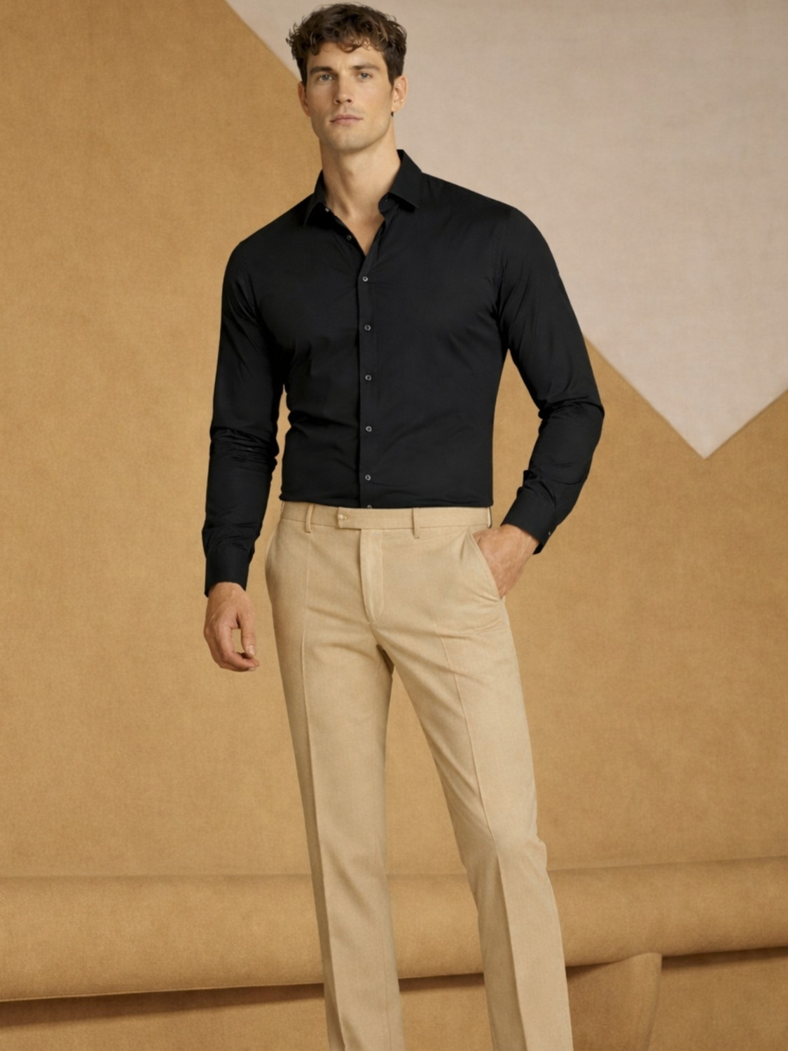Image of LOUIS PHILIPPE Men Solid Casual Black Shirt