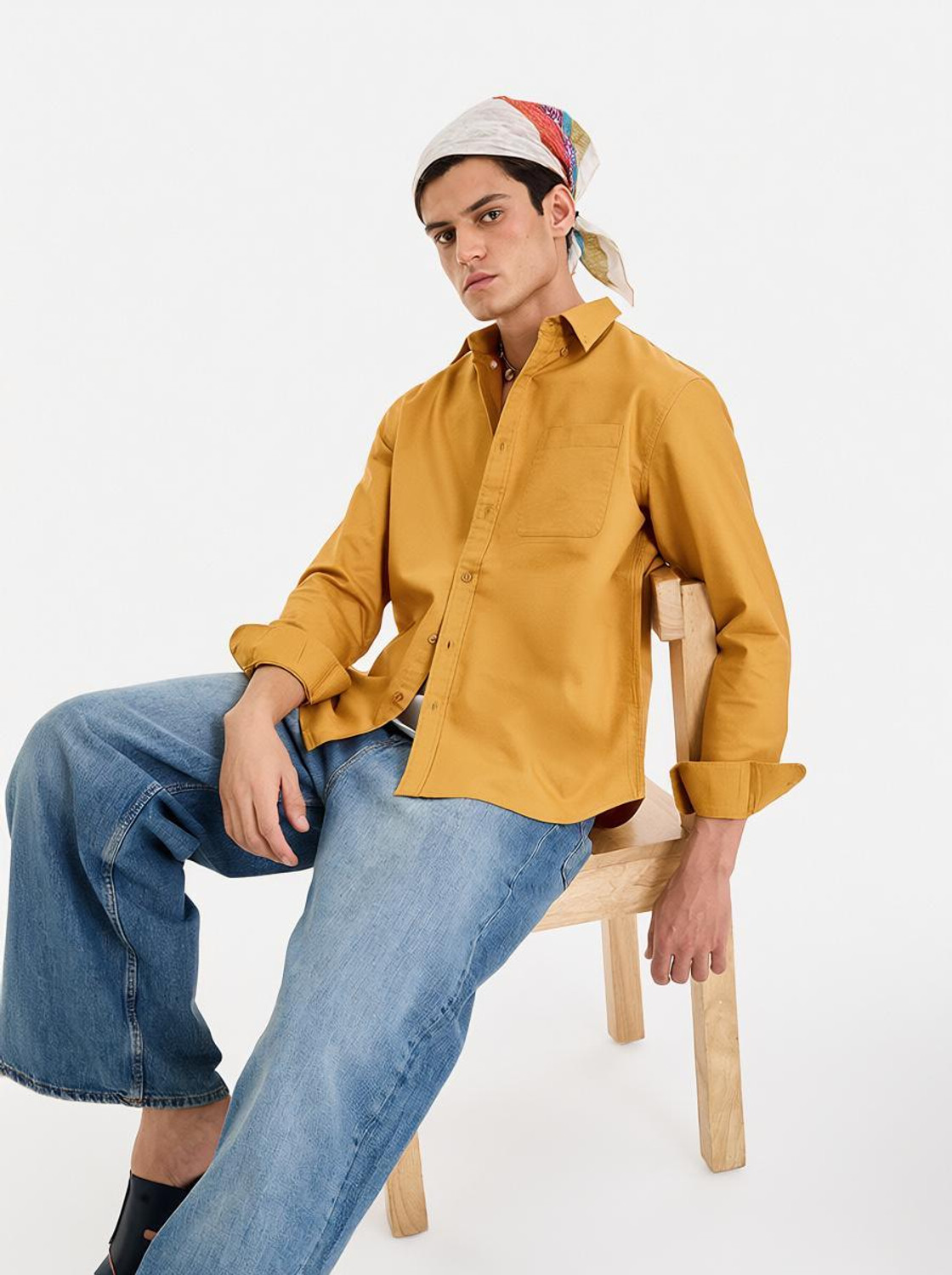 Snitch Men Solid Casual Yellow Shirt