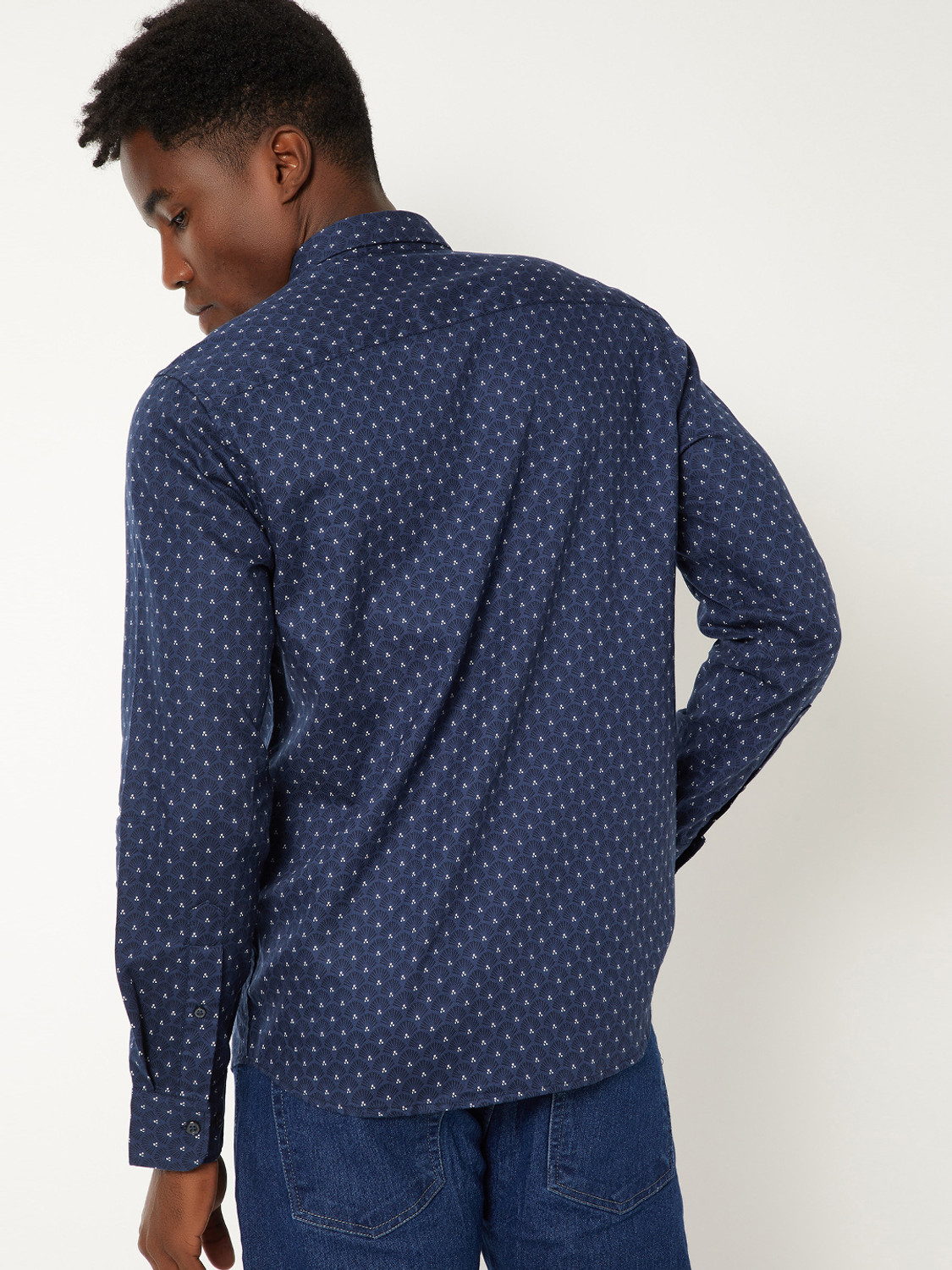 Image of MAX Men Printed Casual Blue Shirt