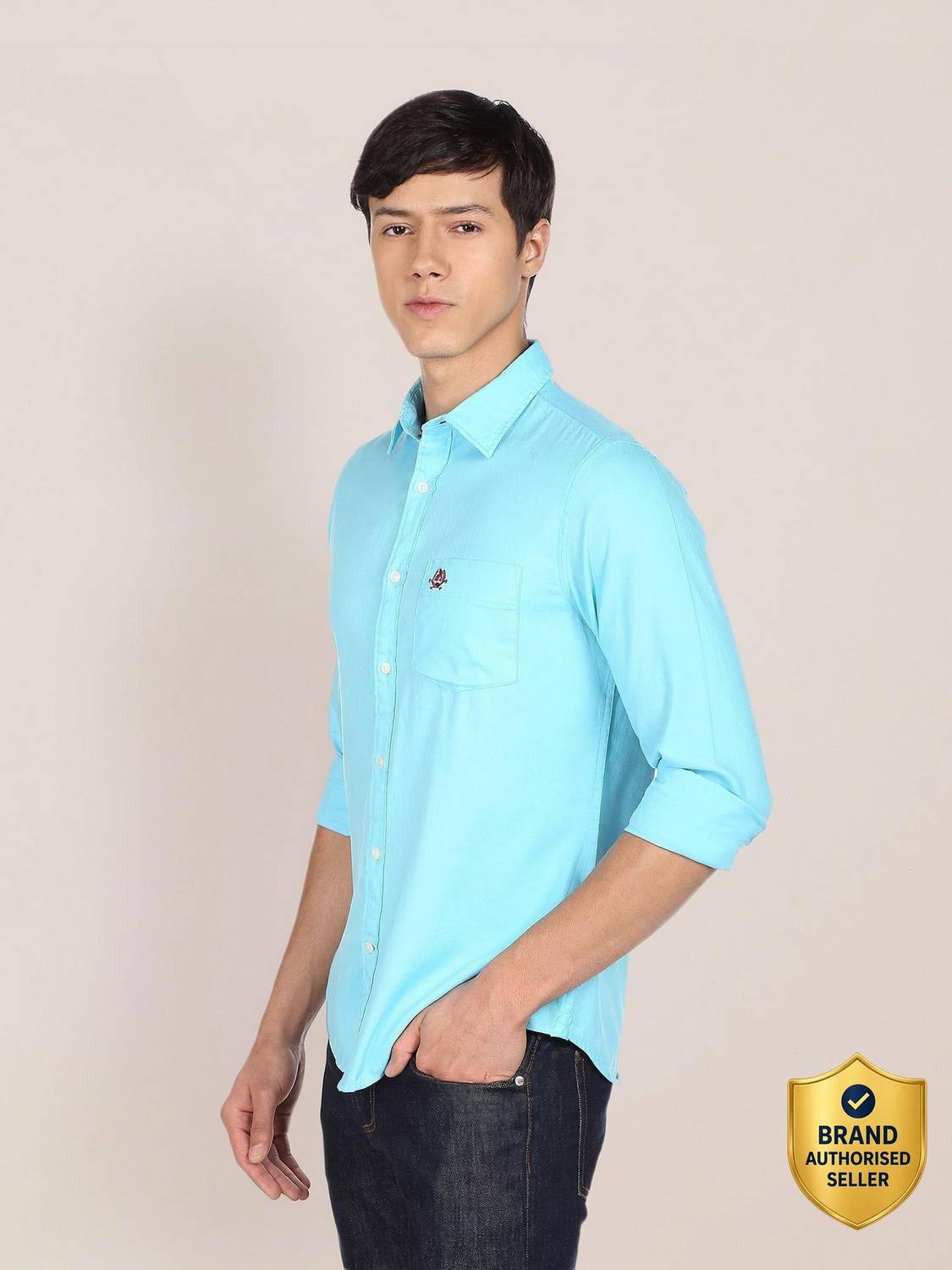 U.S. POLO ASSN. Men Solid Casual Blue Shirt - Image 1