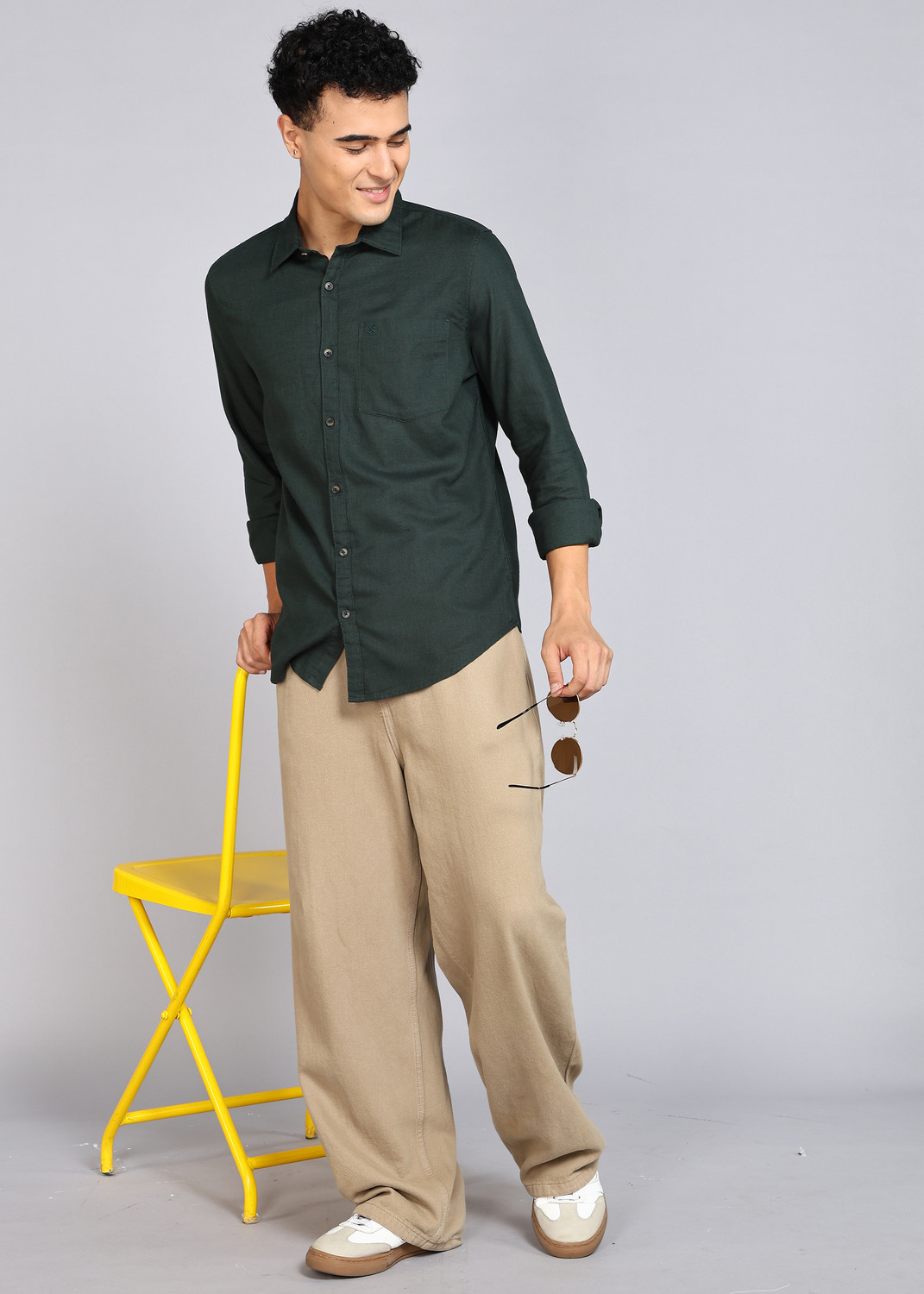Image of WROGN Men Regular Fit Solid Casual Shirt